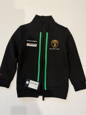 Lamborghini Black Kids Jacket with Green Racing Stripes
